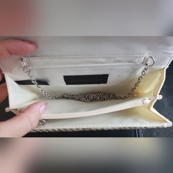 Jessica McClintock Vintage 90's Gunne Sax Silver Metal Mesh Clutch Crossbody - Picture 9 of 9